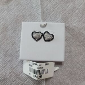 Cute black and white heart earrings
